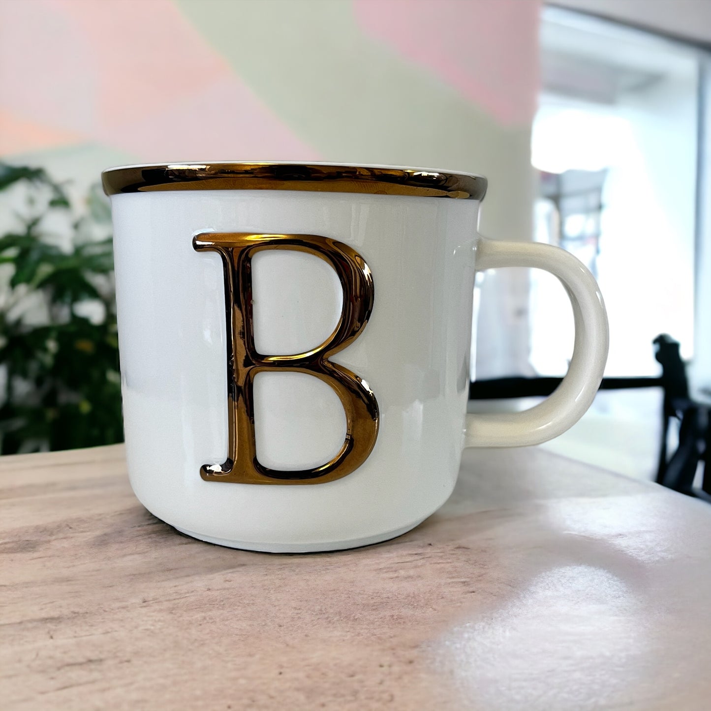 Large Monogram Ceramic Coffee Mug Letter B 16 Oz.