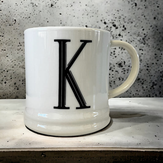 Coffee Mug Porcelain Letter K 14 Oz.