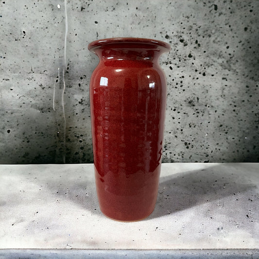 Vintage Bruning Studio Art Stoneware Cranberry Red Ceramic Pottery Vase 9.5"