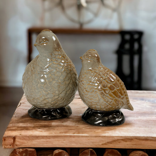 Vintage Pair Of Ceramic Quail Figurines