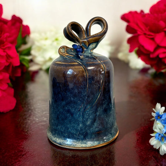 Vintage Studio Art Pottery Bell Blue Size 6" Tall Home Decoration