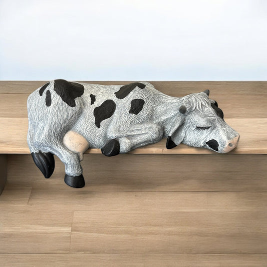 1993 Vintage Ceramic Sleeping Cow Figurine Sculptures Size 8" Length