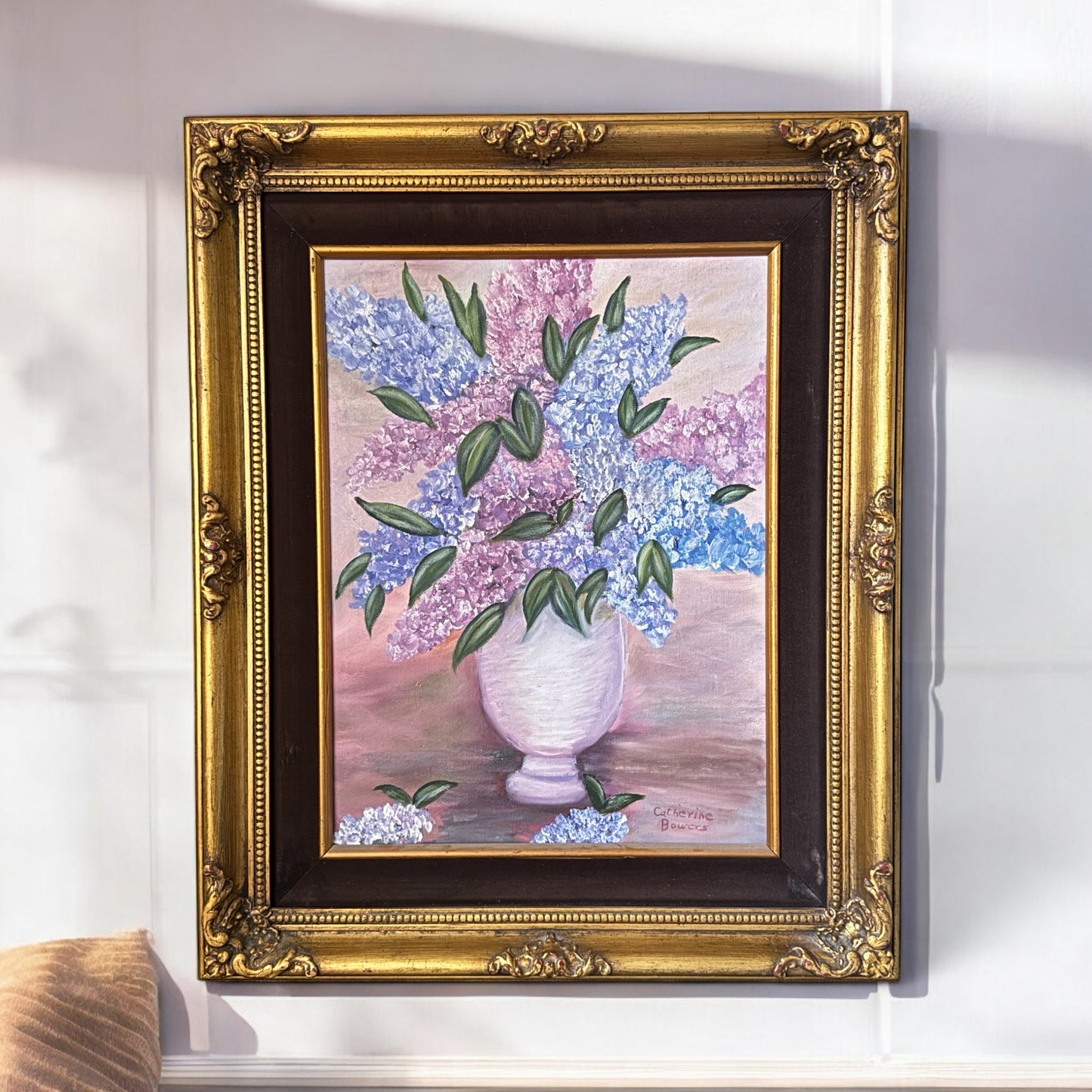 Original Oil Painting On Canvas Hydrangea Bouquet With Artist Signed 12X16"