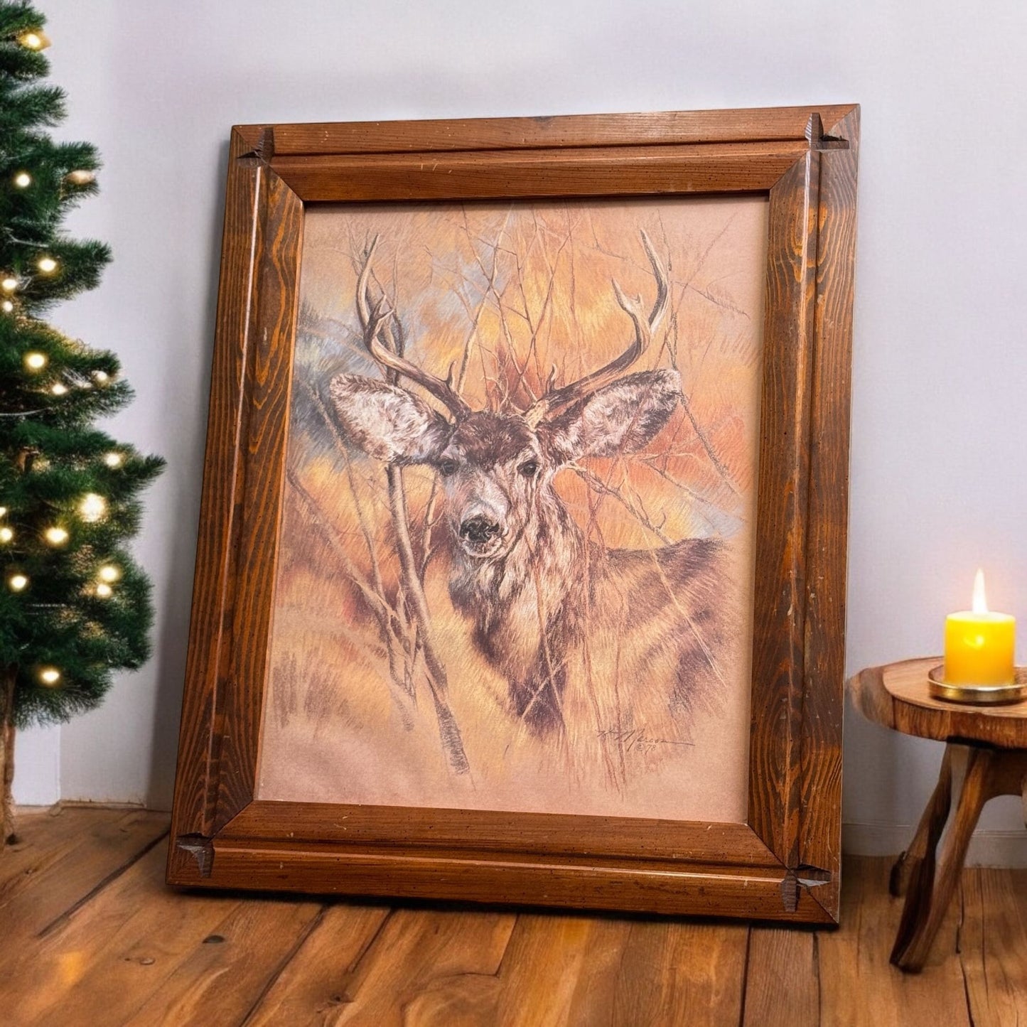 Vintage Deer High-Quality Print The Silent Buck By K Maroon Framed 20" x 24"