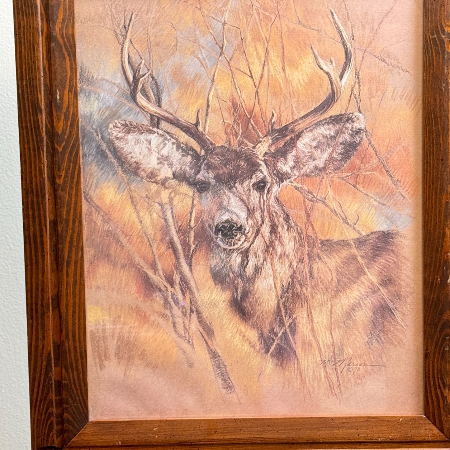 Vintage Deer High-Quality Print The Silent Buck By K Maroon Framed 20" x 24"