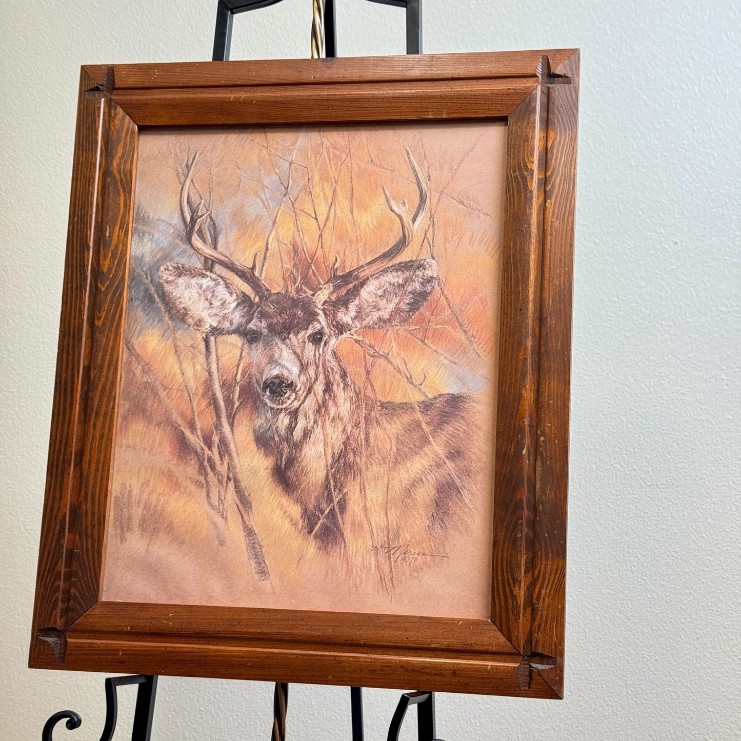 Vintage Deer High-Quality Print The Silent Buck By K Maroon Framed 20" x 24"