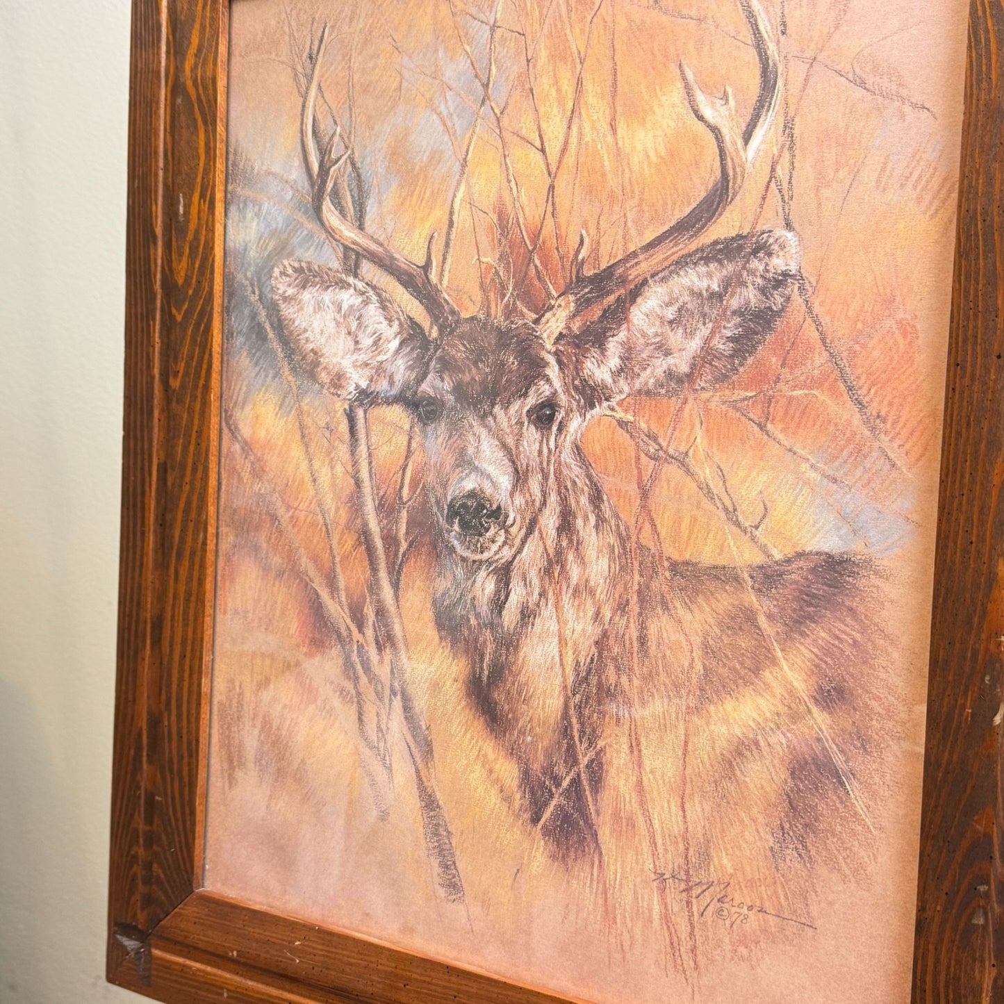 Vintage Deer High-Quality Print The Silent Buck By K Maroon Framed 20" x 24"