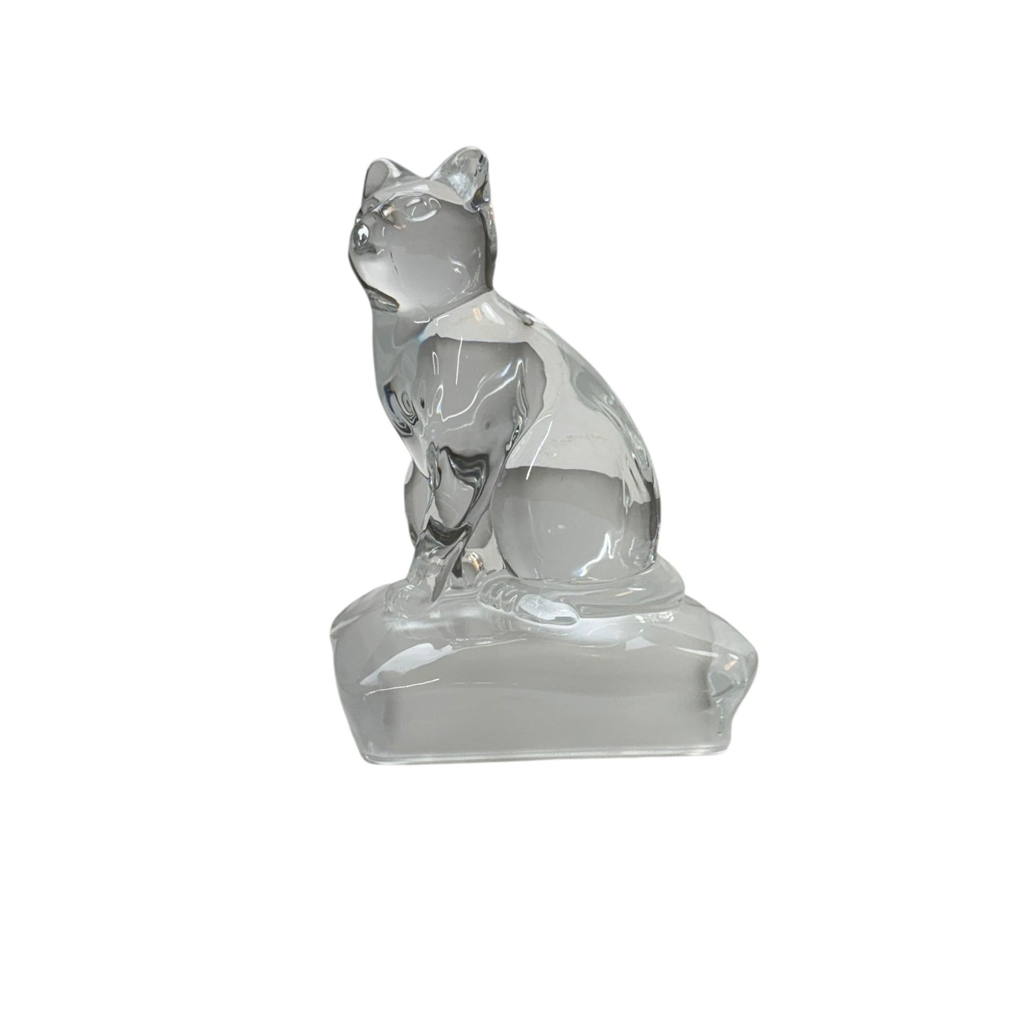 Vintage Cristal D’ Arques Clear Lead Crystal Cat Paperweight Figurine 5.5"