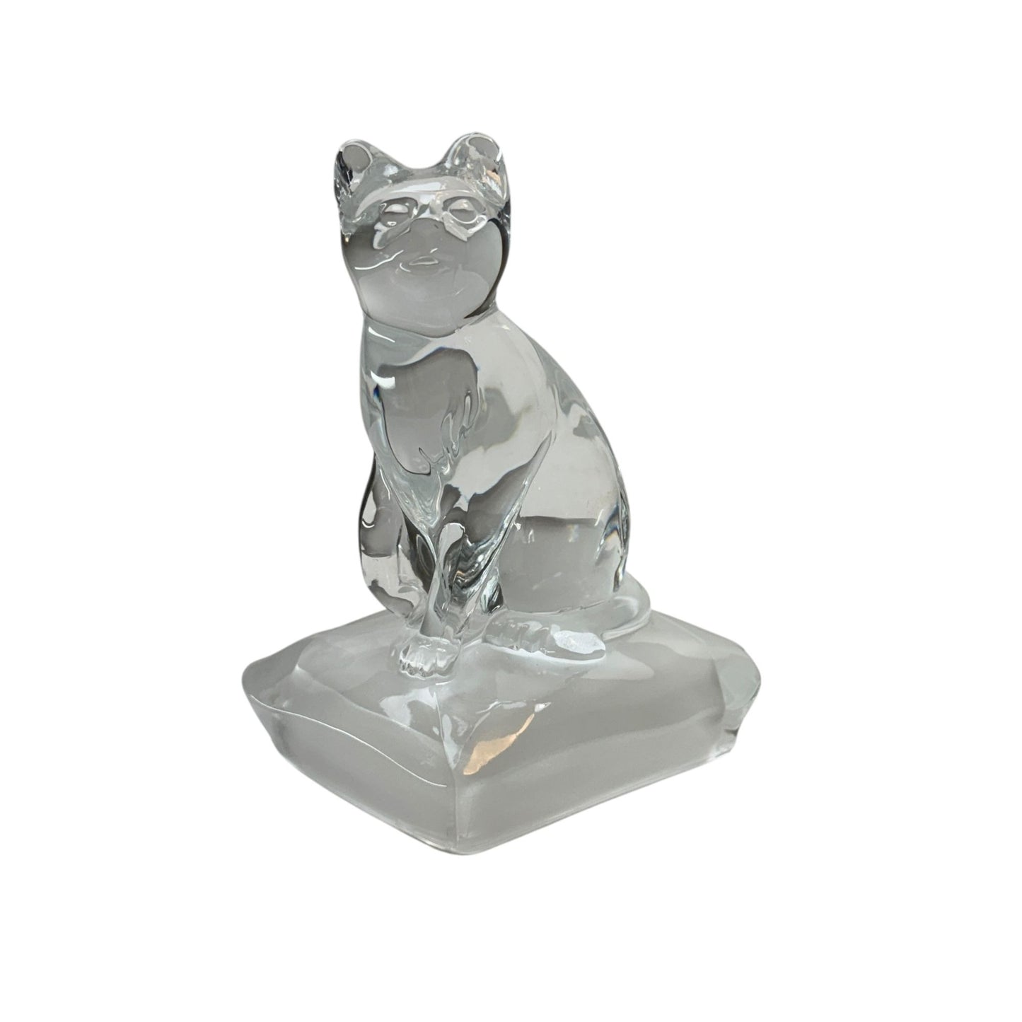 Vintage Cristal D’ Arques Clear Lead Crystal Cat Paperweight Figurine 5.5"