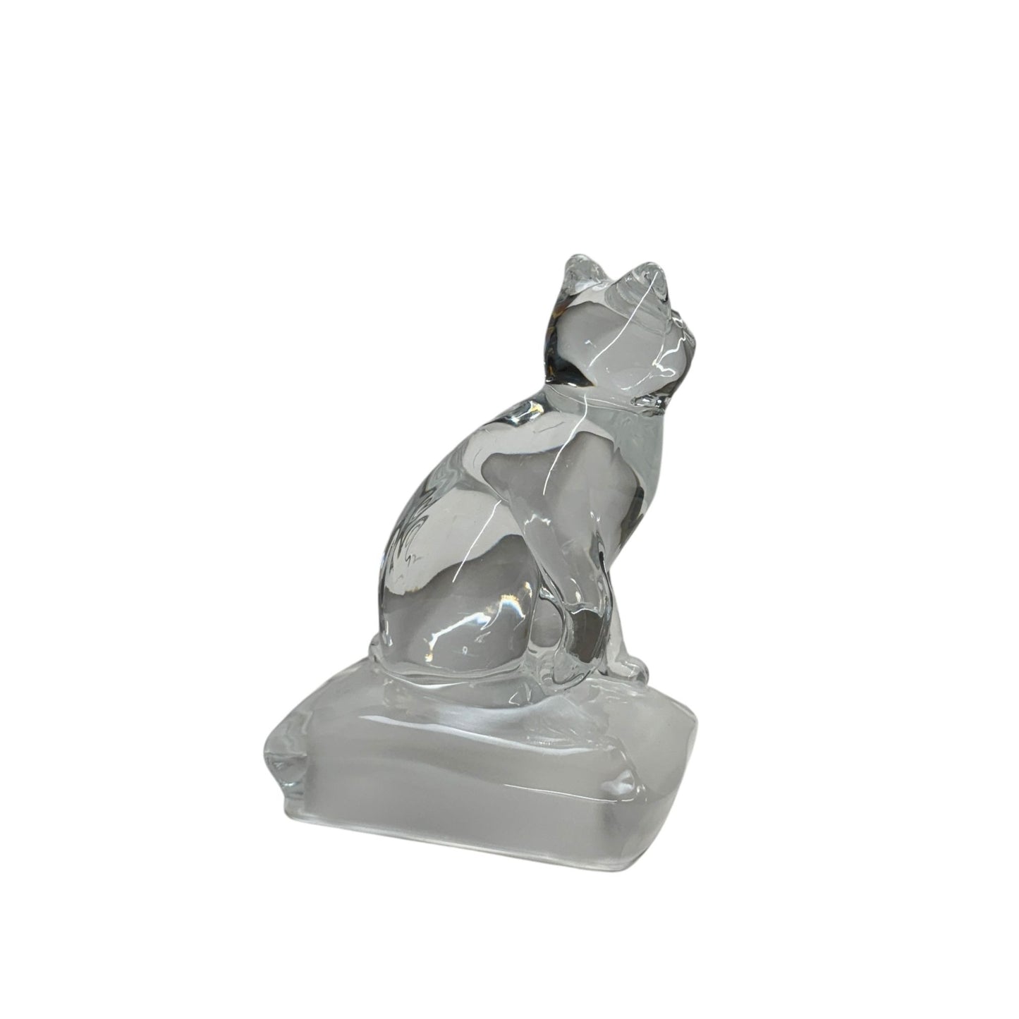 Vintage Cristal D’ Arques Clear Lead Crystal Cat Paperweight Figurine 5.5"