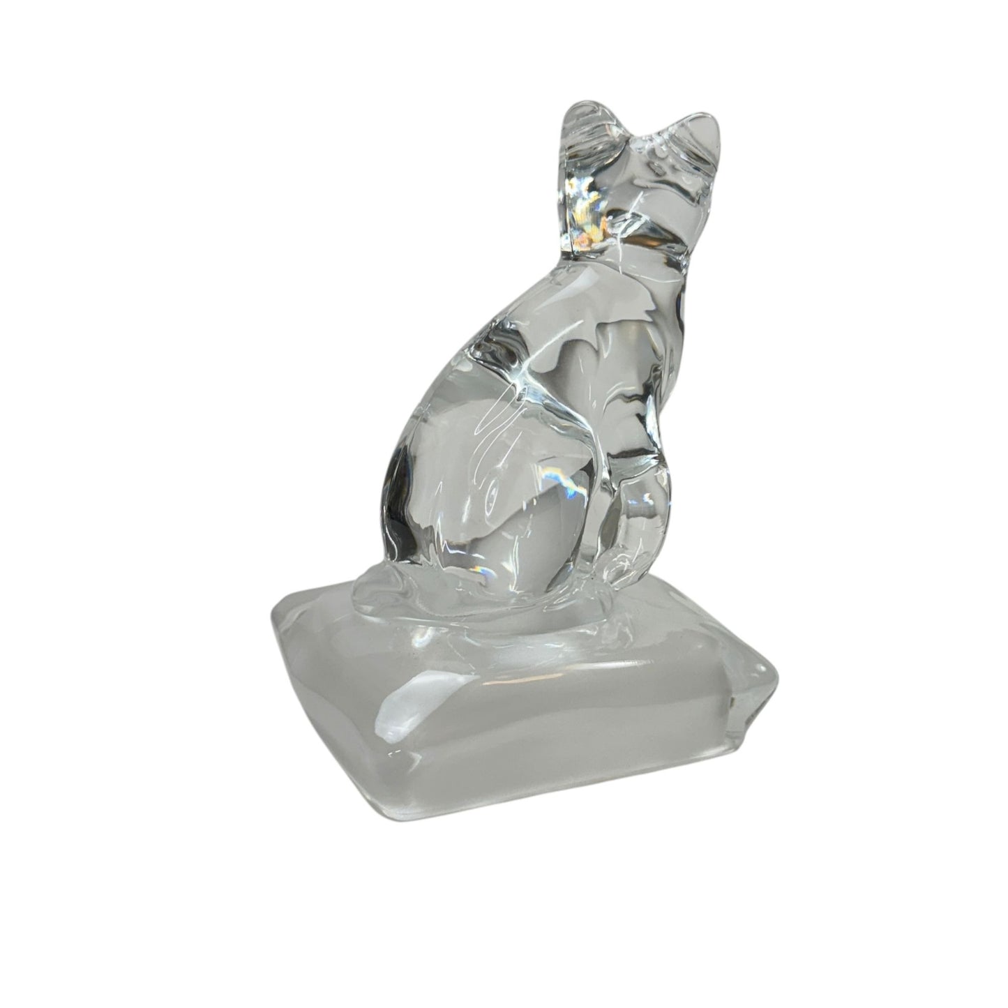 Vintage Cristal D’ Arques Clear Lead Crystal Cat Paperweight Figurine 5.5"