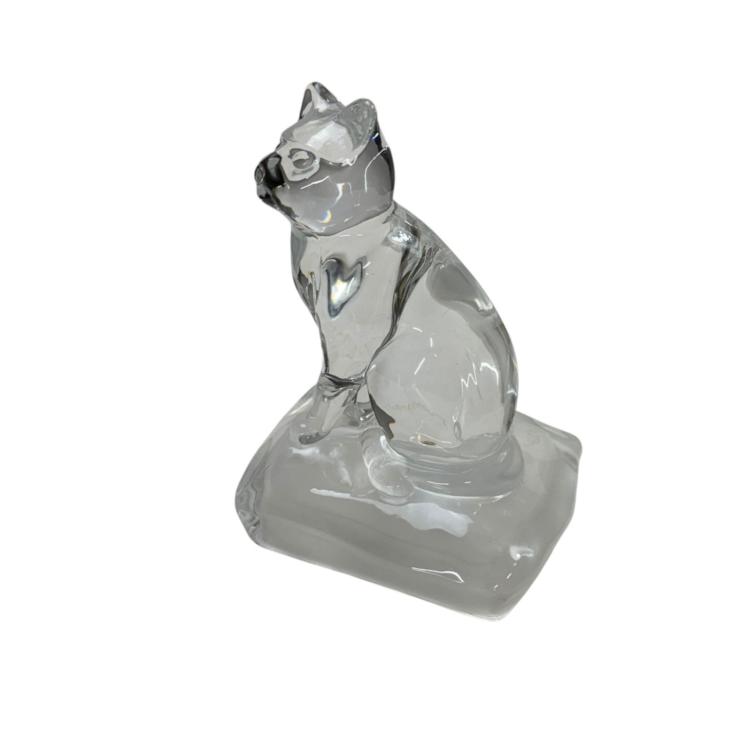 Vintage Cristal D’ Arques Clear Lead Crystal Cat Paperweight Figurine 5.5"