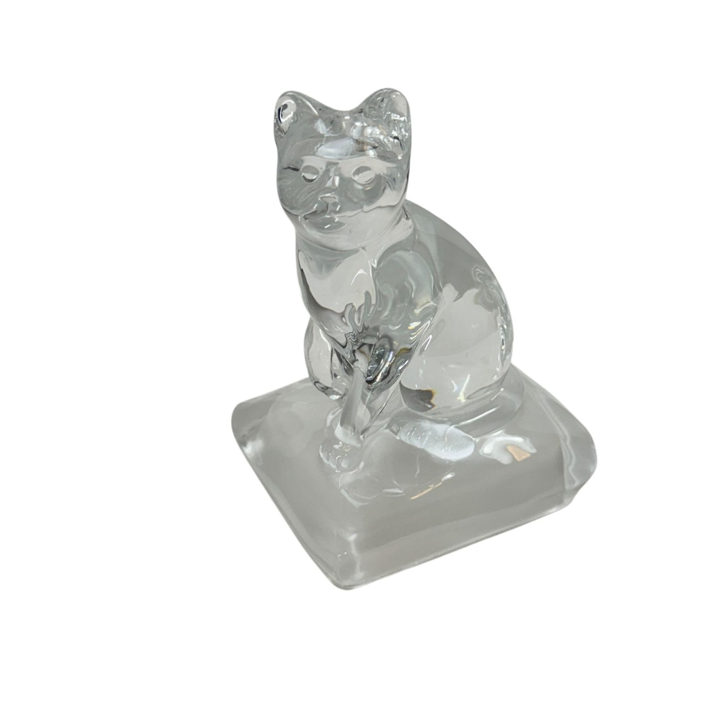 Vintage Cristal D’ Arques Clear Lead Crystal Cat Paperweight Figurine 5.5"