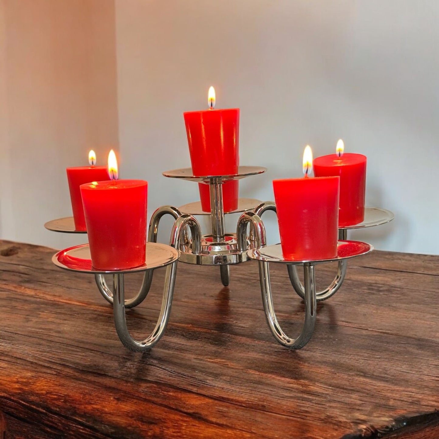 Modern Stainless Steel Candelabra Candle Holder 6-Arm Table Centerpieces