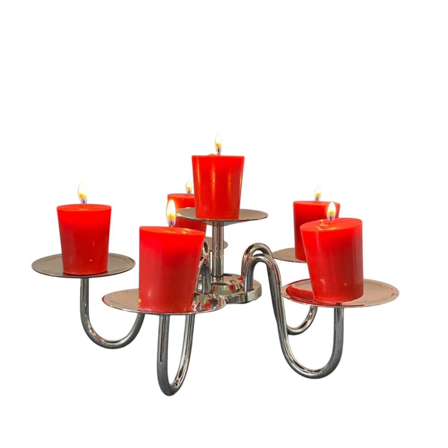 Modern Stainless Steel Candelabra Candle Holder 6-Arm Table Centerpieces