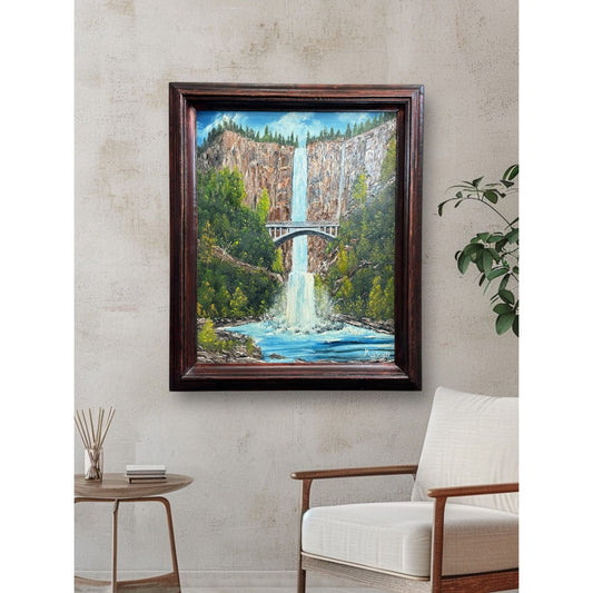 Vintage Multnomah Falls Painting 3D Acrylic Art by Masingill Original 19" x 23"