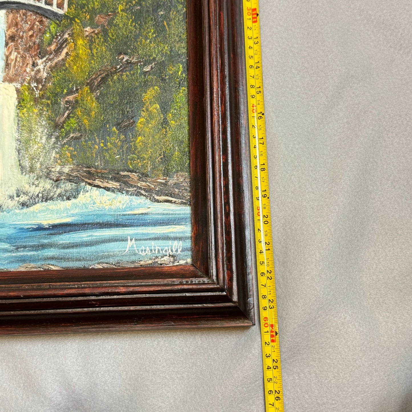 Vintage Multnomah Falls Painting 3D Acrylic Art by Masingill Original 19" x 23"