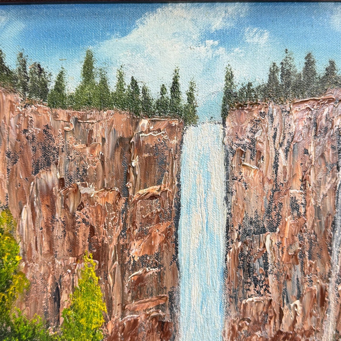 Vintage Multnomah Falls Painting 3D Acrylic Art by Masingill Original 19" x 23"