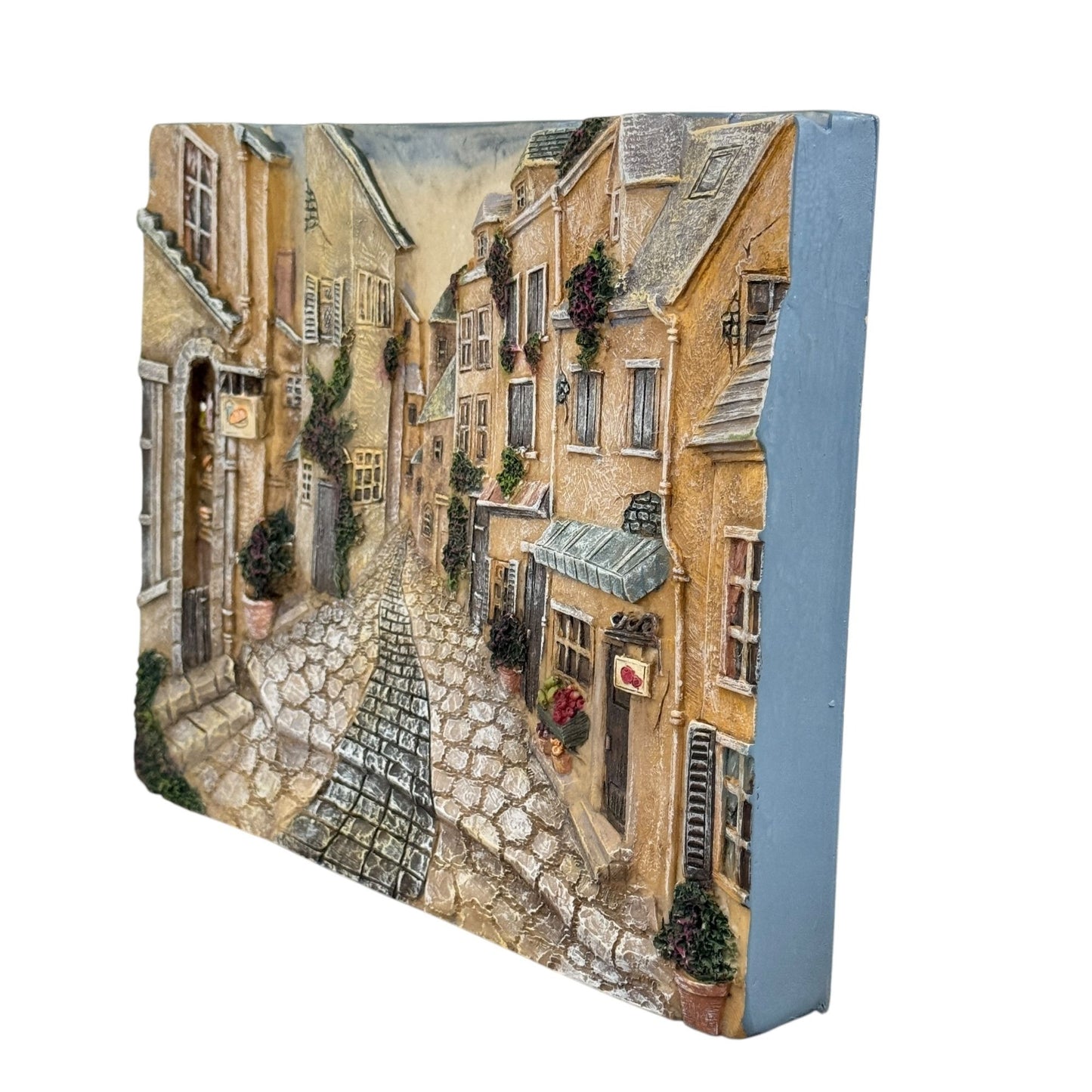 Realistic 3D Resin Wall Hanging, Cobblestone Street Village, 12" x 9.5"