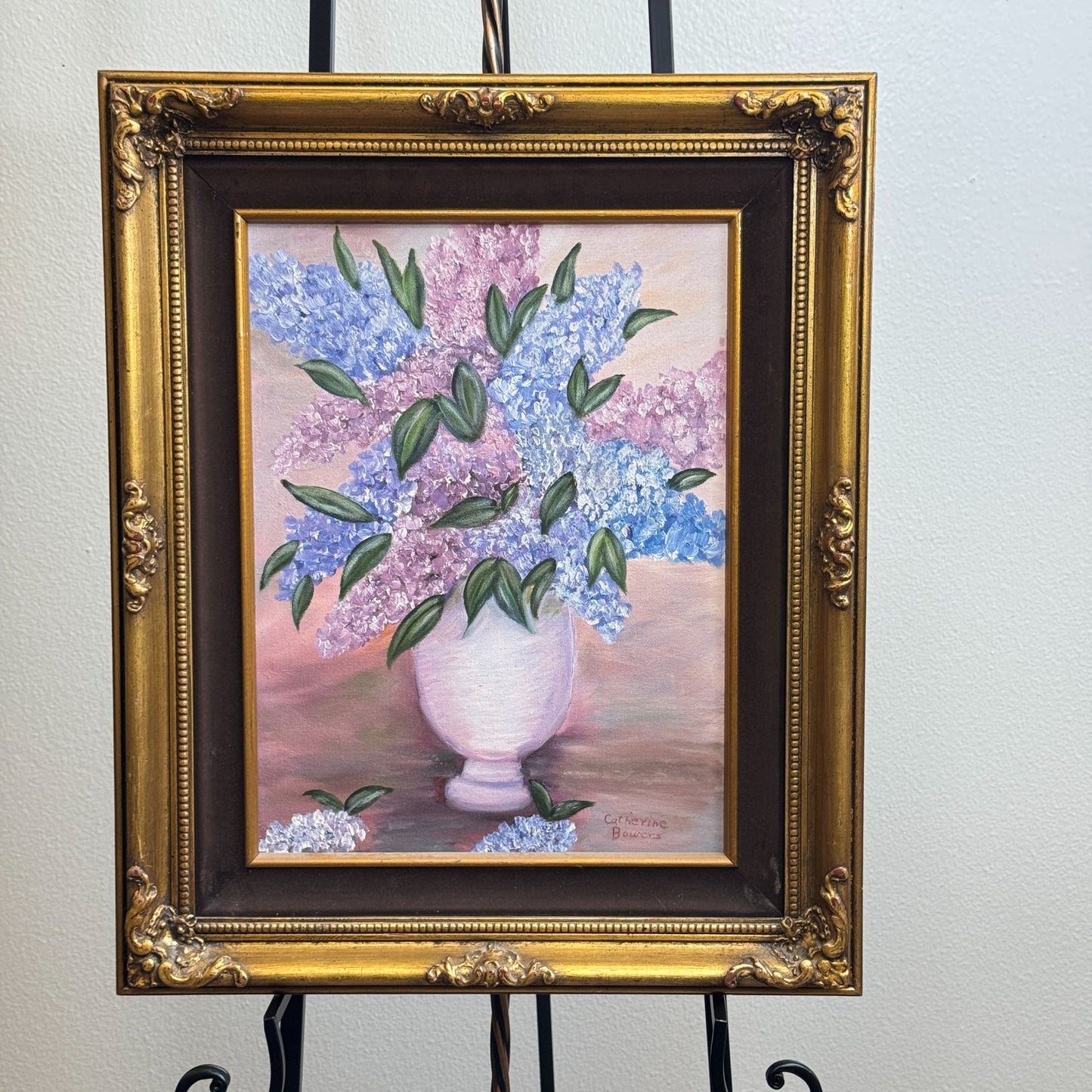 Original Oil Painting on Canvas Hydrangea Bouquet by Catherine Bowers 18" x 22" - Vertical