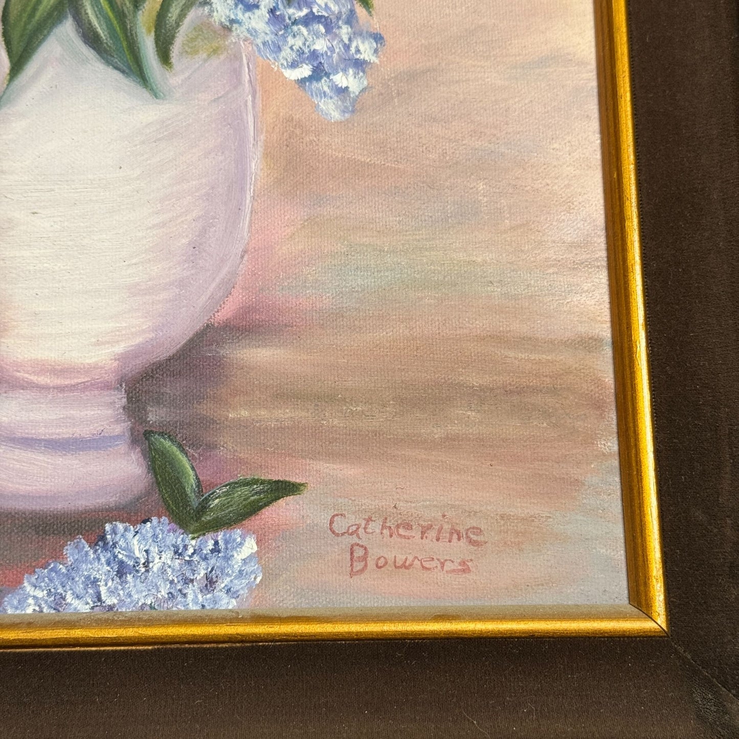 Original Oil Painting on Canvas Hydrangea Bouquet by Catherine Bowers 18" x 22" - Vertical