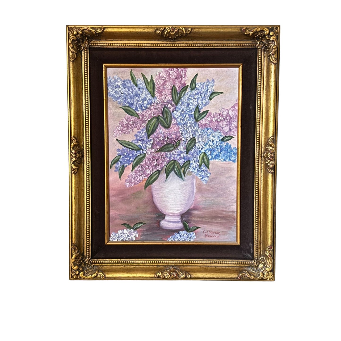 Original Oil Painting on Canvas Hydrangea Bouquet by Catherine Bowers 18" x 22" - Vertical