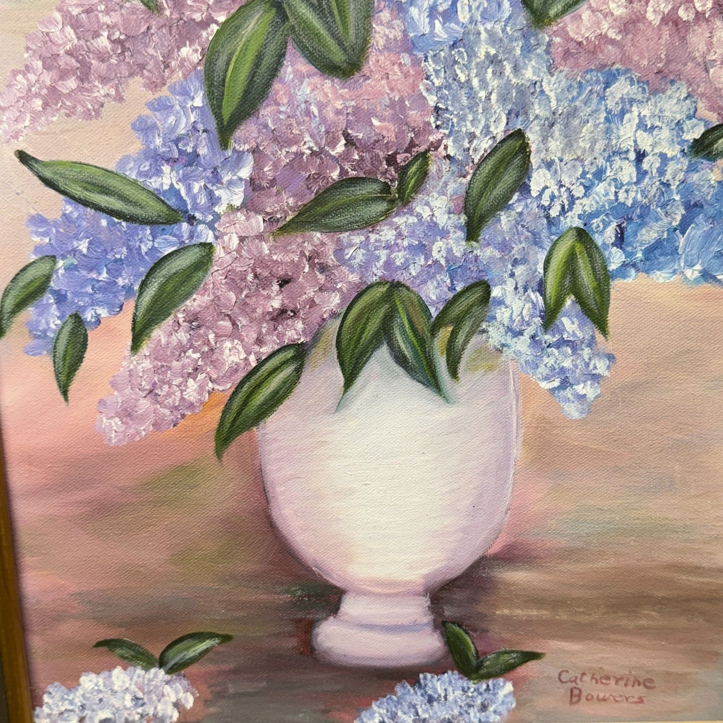 Original Oil Painting on Canvas Hydrangea Bouquet by Catherine Bowers 18" x 22" - Vertical