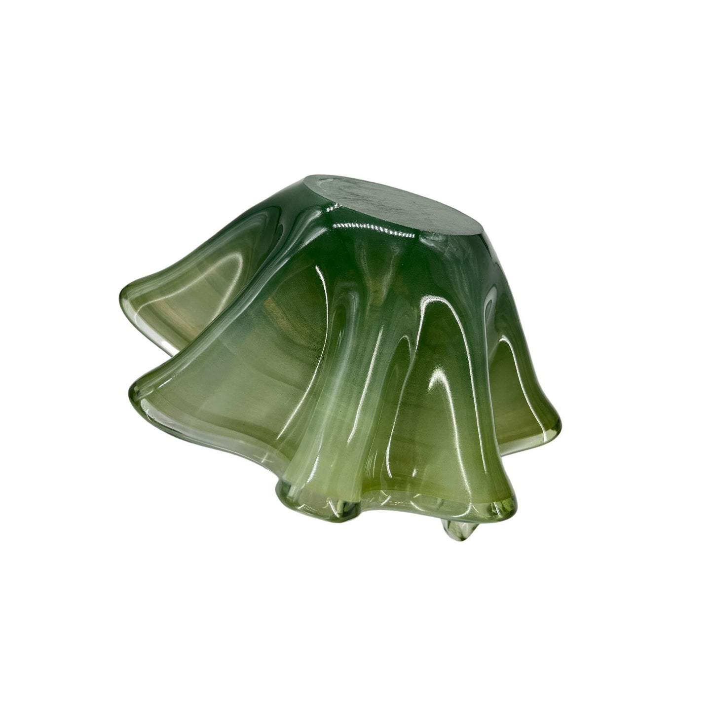 Unique Hand-Blown Glass Bowl, Decorative Emerald Green 6" Tall