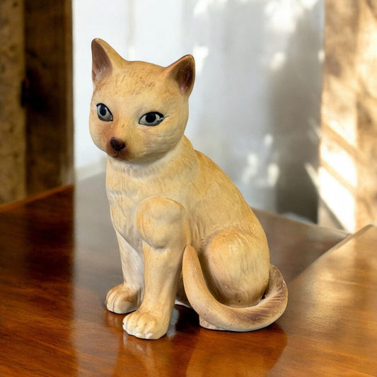 Charming Piece Vintage Japan Porcelain Yellow Cat Captivating Eyes Figurines 5"