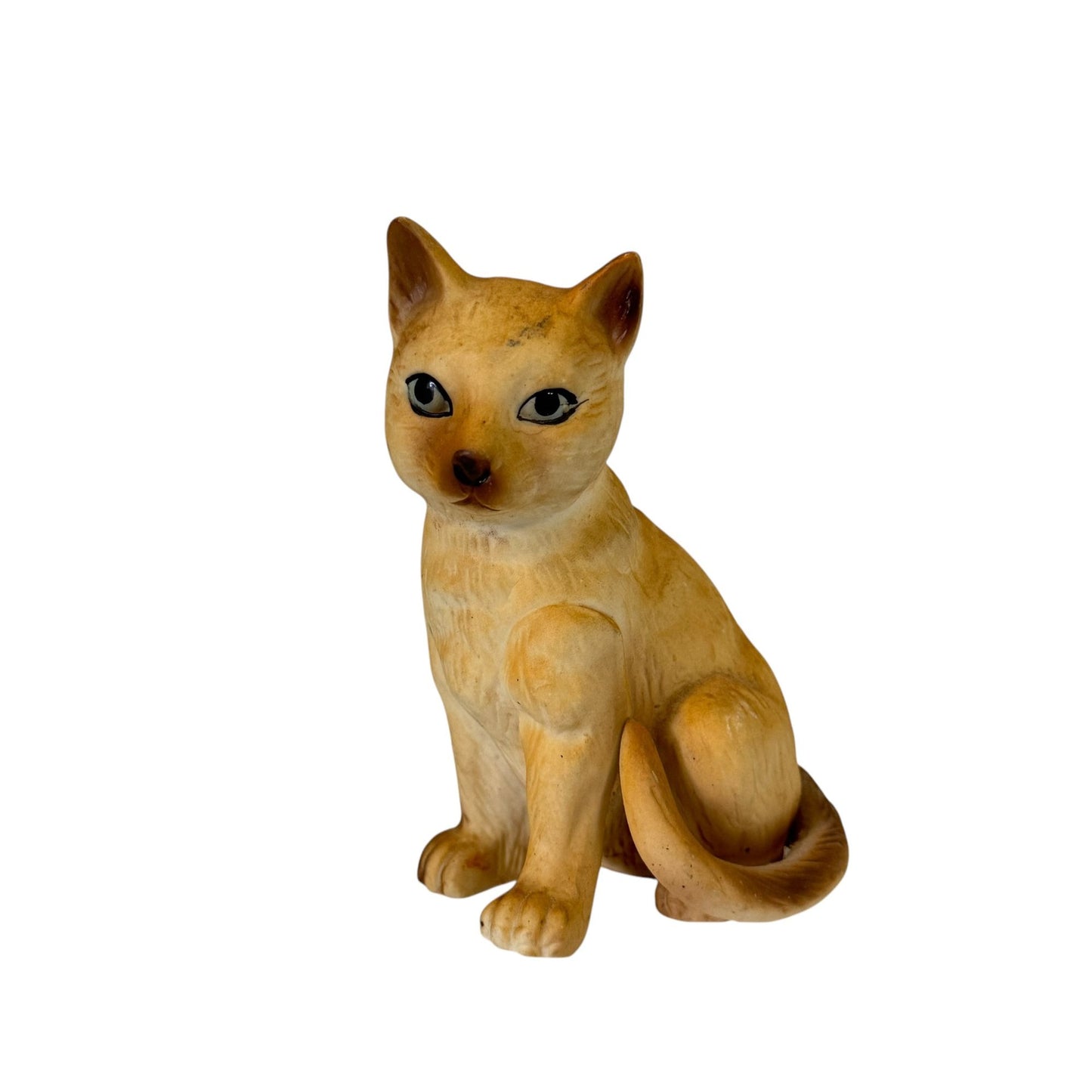 Charming Piece Vintage Japan Porcelain Yellow Cat Captivating Eyes Figurines 5"