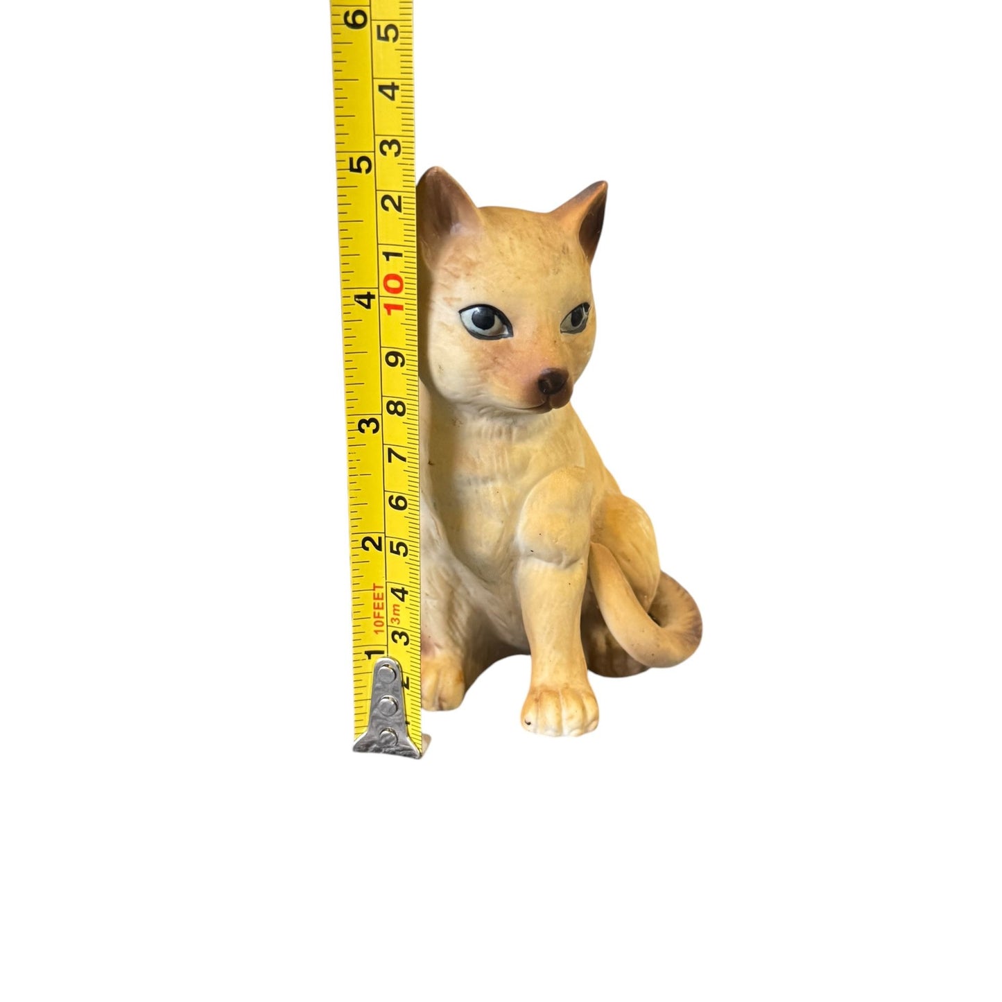 Charming Piece Vintage Japan Porcelain Yellow Cat Captivating Eyes Figurines 5"