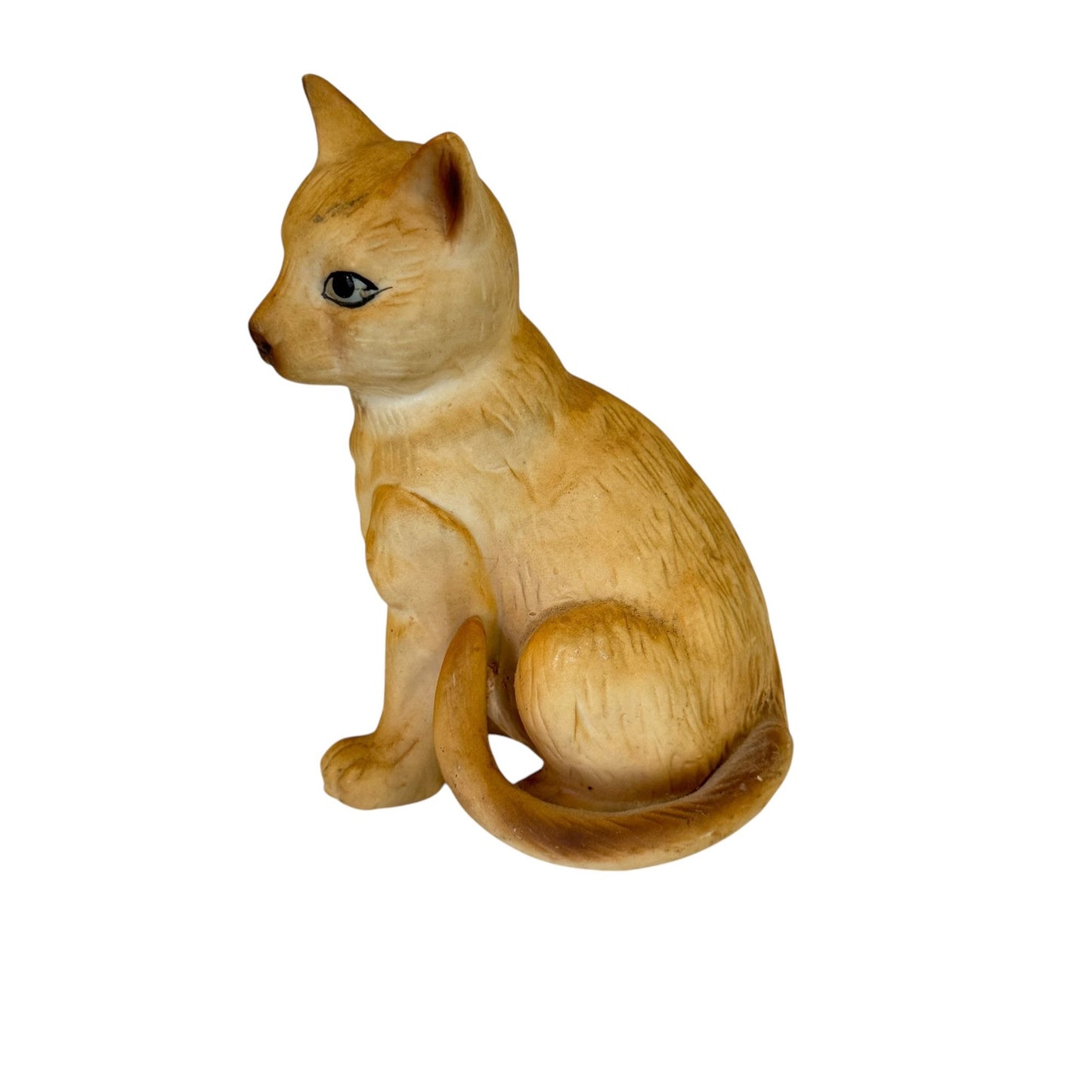 Charming Piece Vintage Japan Porcelain Yellow Cat Captivating Eyes Figurines 5"