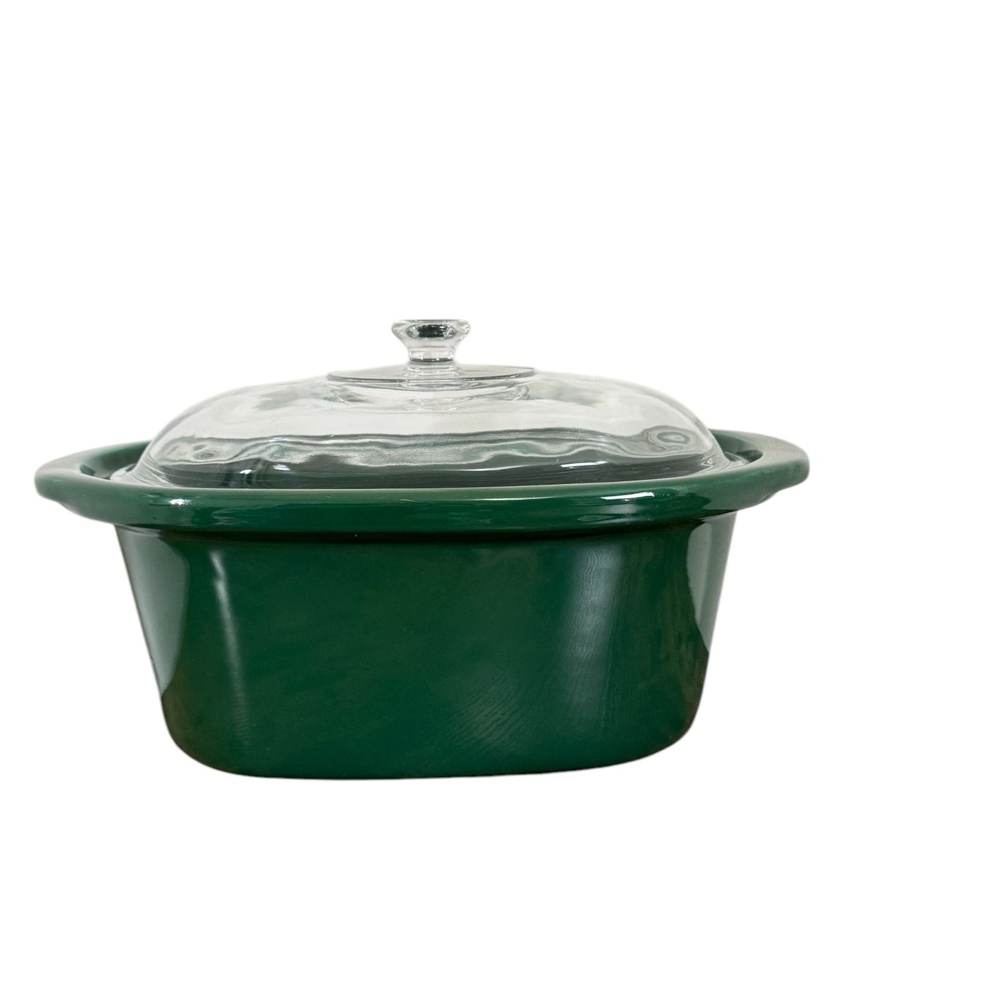 Vintage 1998 Ivy Green Oval Crock Pot Ceramic Insert with Glass Lid Heavy