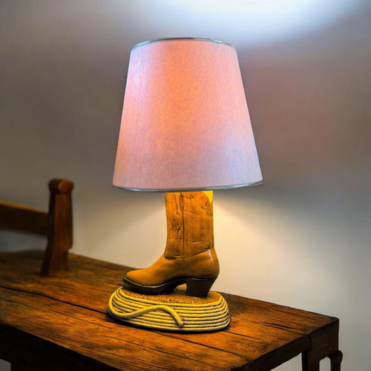 Vintage Mid-Century Retro Cowboy Western Brown Ceramic Heavy Table Lamp 21.3" Tall