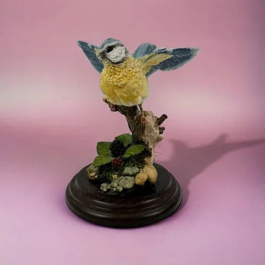 1994 Vintage Blue Tit Bird Ceramic Figurine, Royal Doulton Bird on Stand