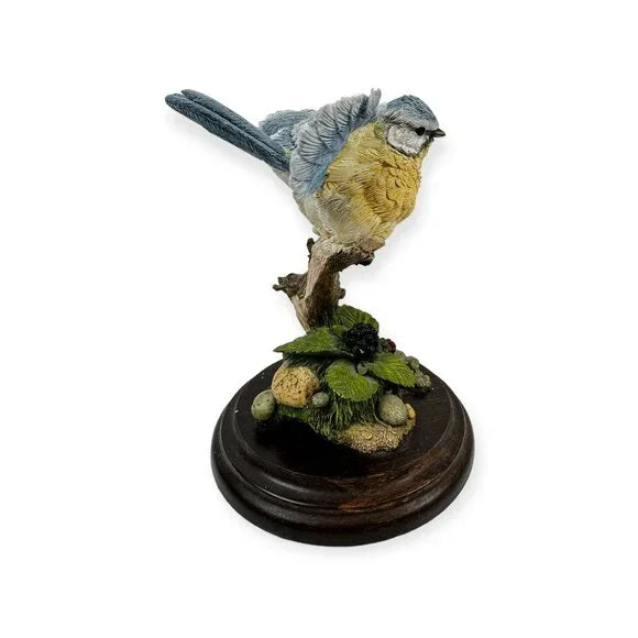 1994 Vintage Blue Tit Bird Ceramic Figurine, Royal Doulton Bird on Stand