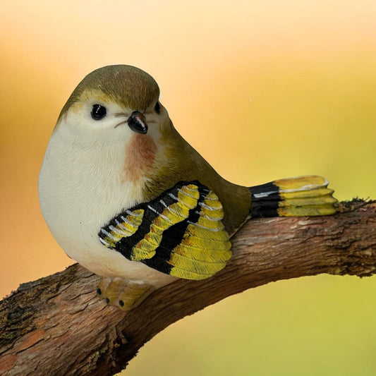 Vintage Goldcrest Bird Resin Figurines Decor Hand-Painted 6" Length