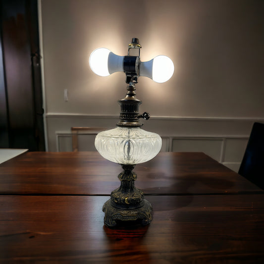 1969 Vintage  L&L WMC Glass Metal Table Lamp 17" Tall