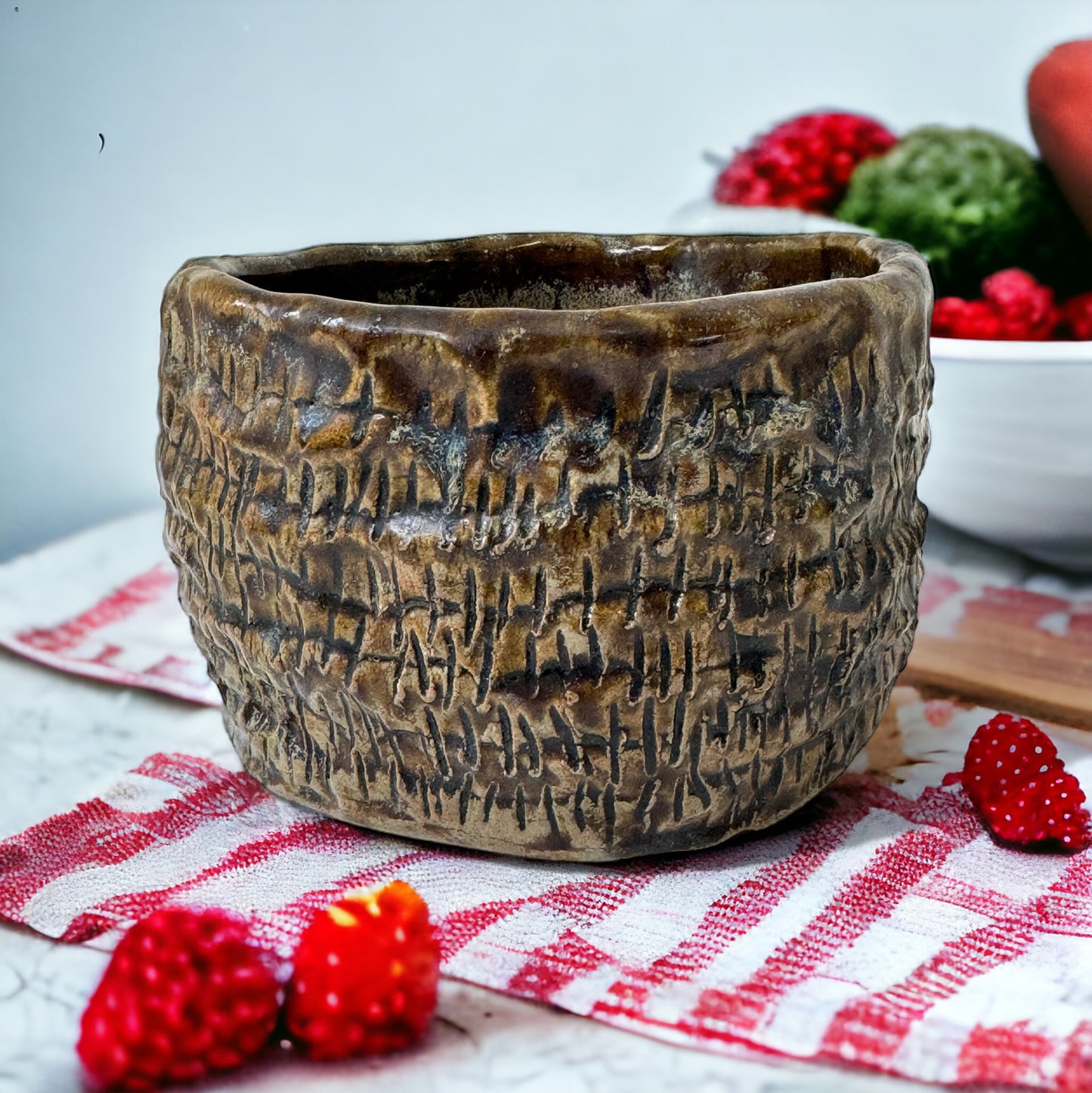 Vintage Japanese Handmade Ceramic & Pottery Glazed Bowl