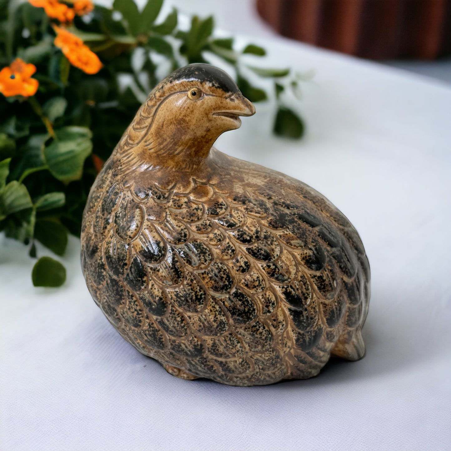 Vintage Ceramic Japanese Quail Figurines 6" Length