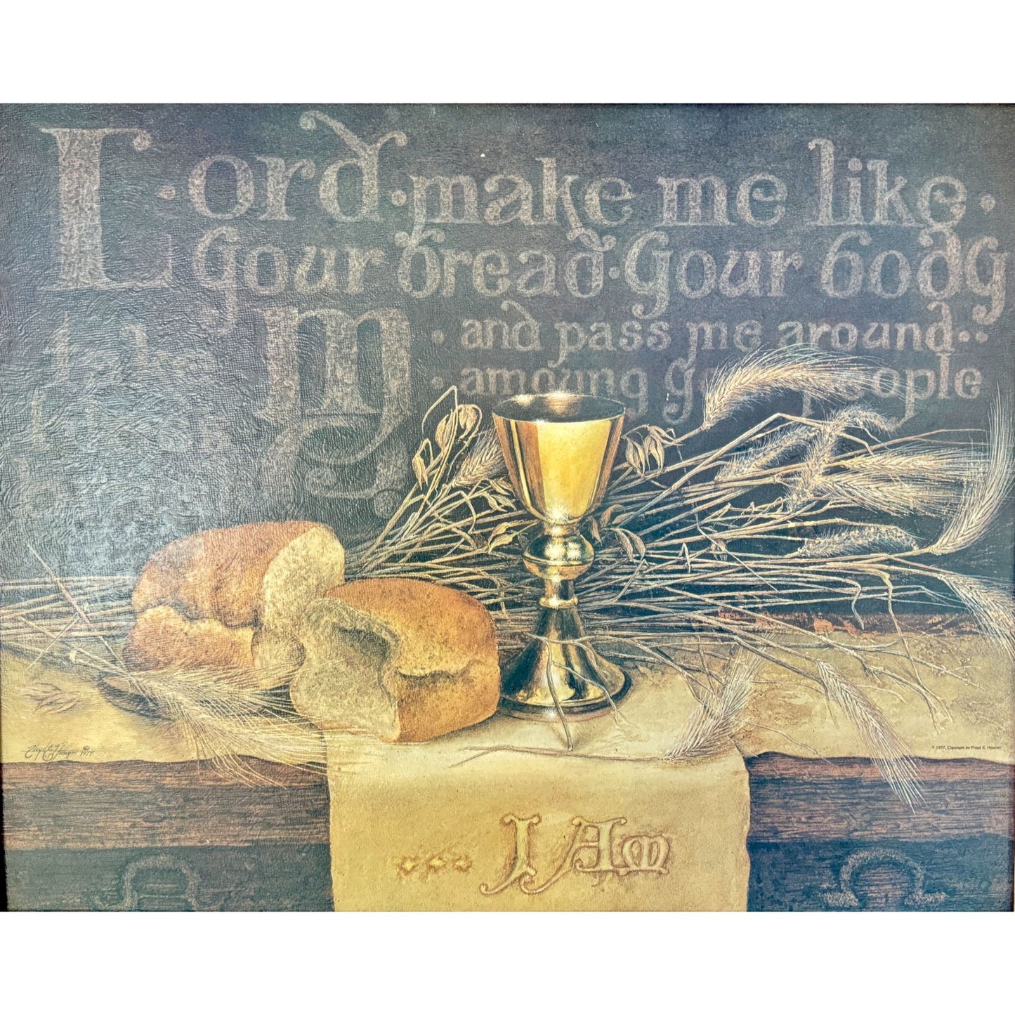 1977 Vintage Printed Bread of Life Matthew by Floyd E Hosmer L 24" x W 19"