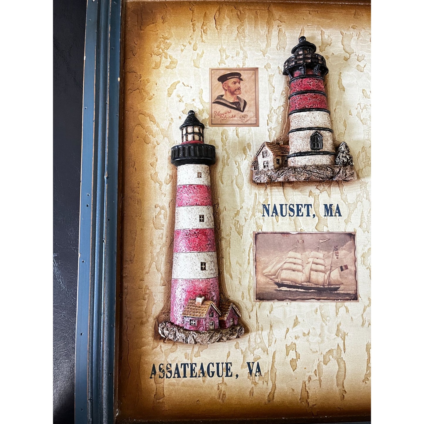 Rustic Wooden Lighthouse 3D Wall Art, Large 23" Square Plaque, Vintage Style