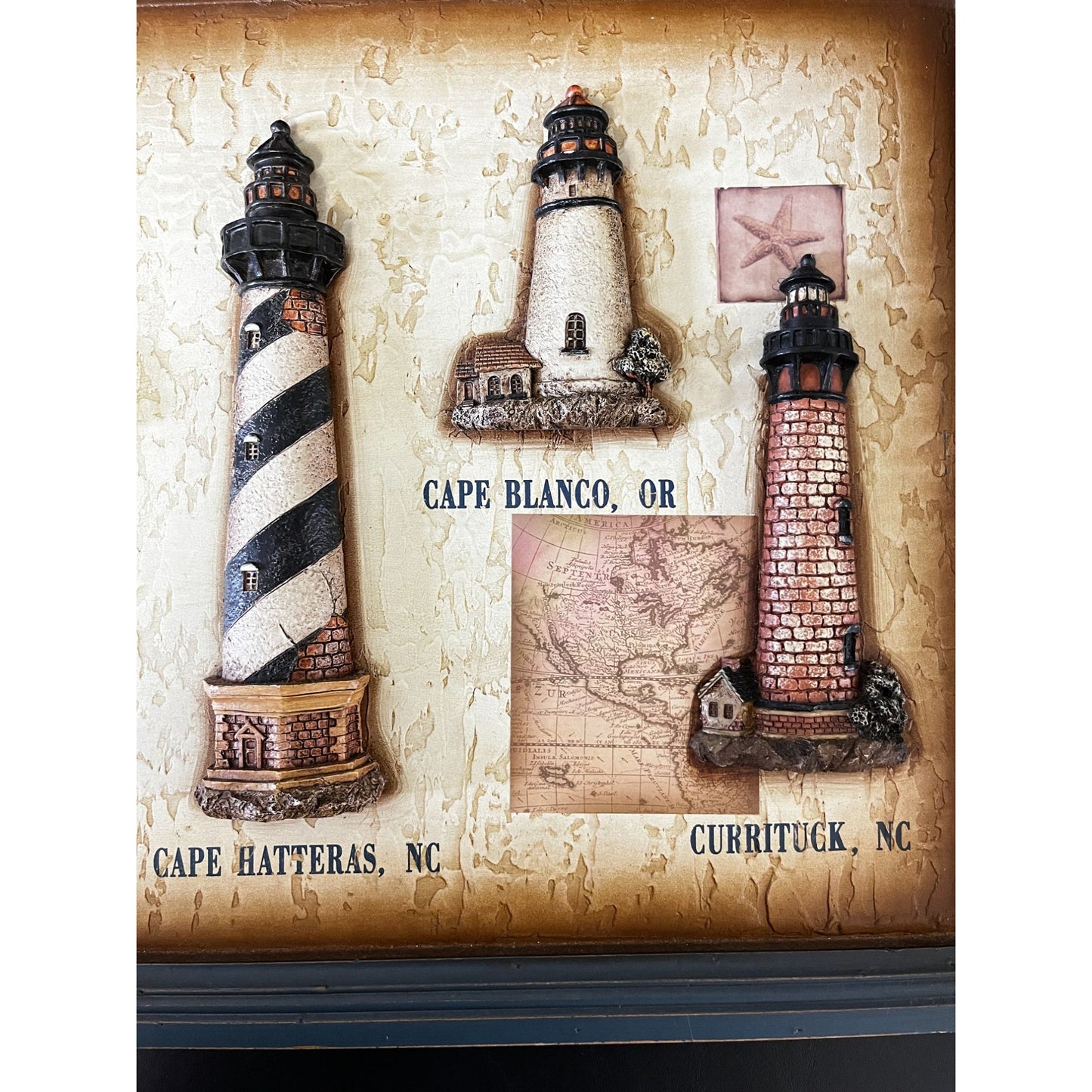 Rustic Wooden Lighthouse 3D Wall Art, Large 23" Square Plaque, Vintage Style