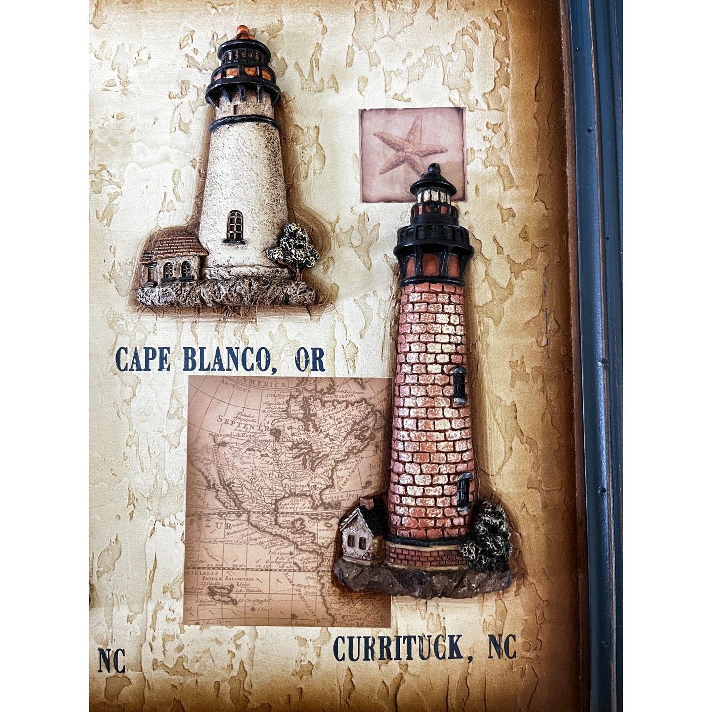 Rustic Wooden Lighthouse 3D Wall Art, Large 23" Square Plaque, Vintage Style