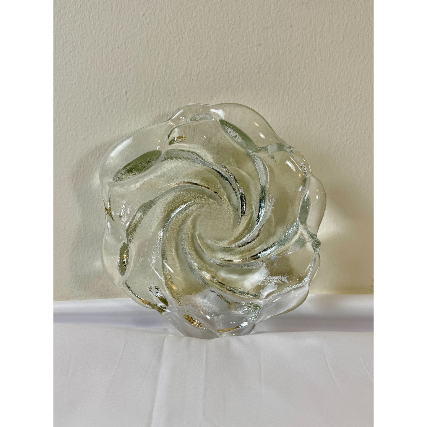 Vintage Fenton Havy Glass Clear Thick Swirl Ashtray 9" Width