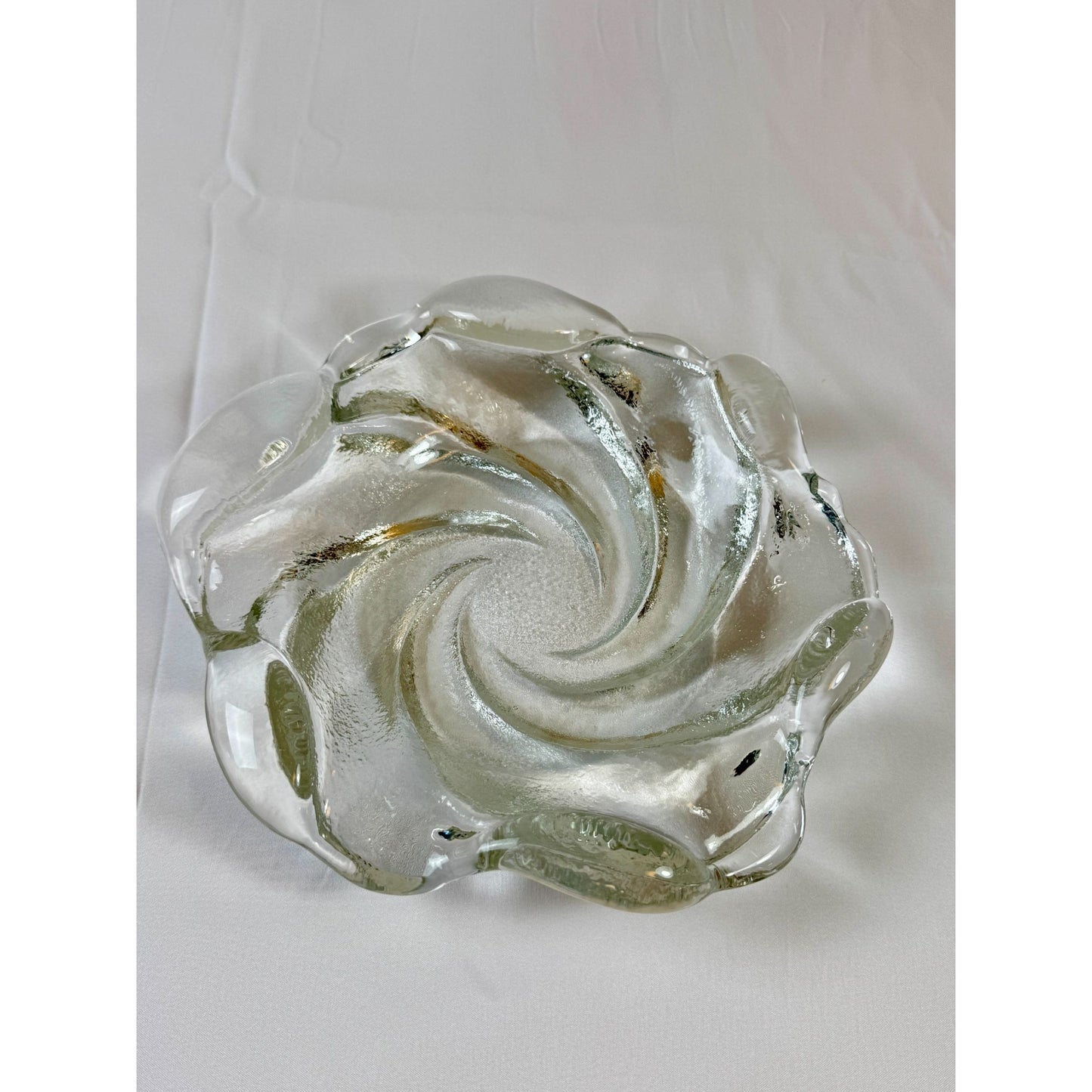 Vintage Fenton Havy Glass Clear Thick Swirl Ashtray 9" Width